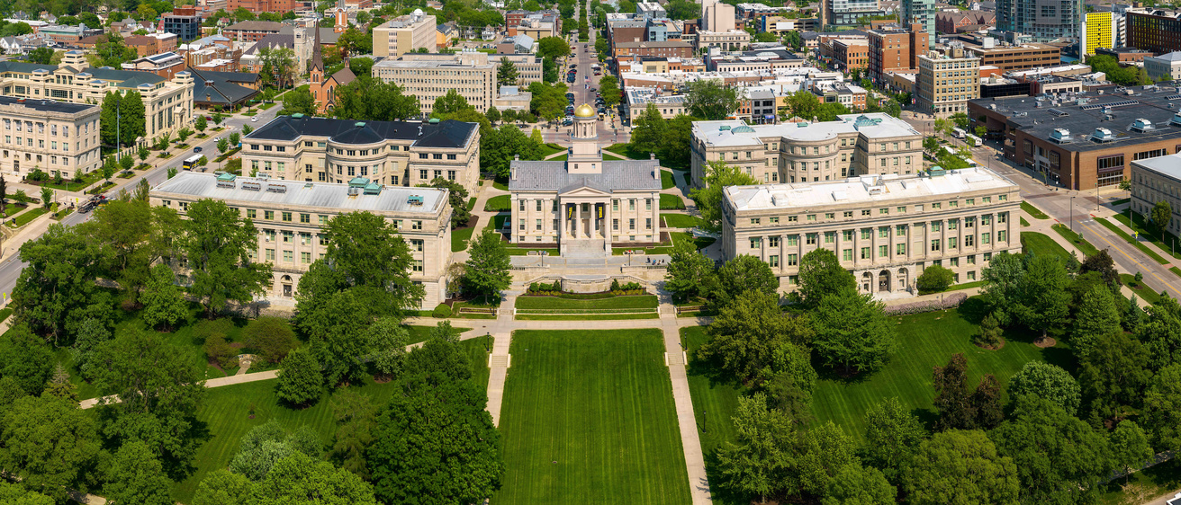 Pentacrest - Drone Looking toward downtown.